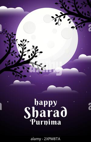 happy sharad purnima festival illustrazione banner verticale Illustrazione Vettoriale