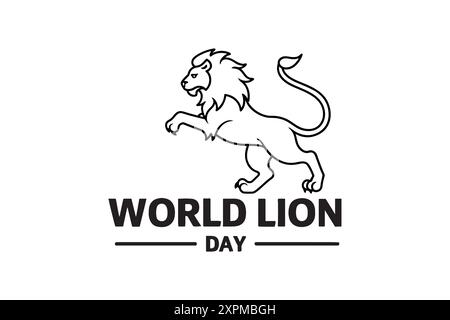 Grafica vettoriale della giornata mondiale dei leoni, ideale per la celebrazione della giornata mondiale dei leoni. Illustrazione Vettoriale