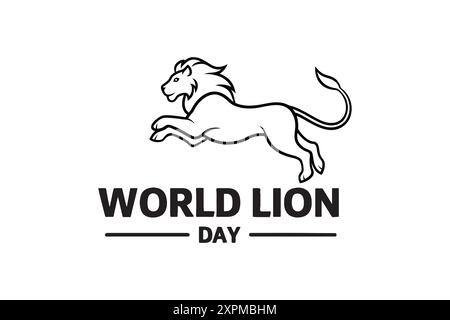 Grafica vettoriale della giornata mondiale dei leoni, ideale per la celebrazione della giornata mondiale dei leoni. Illustrazione Vettoriale