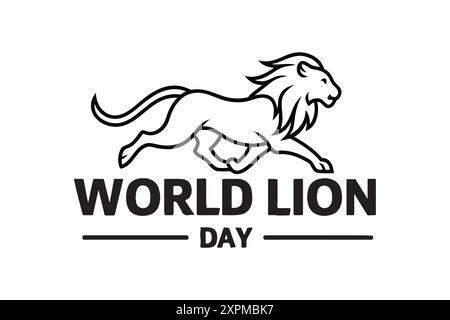 Grafica vettoriale della giornata mondiale dei leoni, ideale per la celebrazione della giornata mondiale dei leoni. Illustrazione Vettoriale