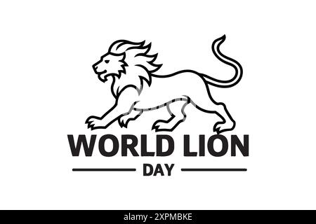 Grafica vettoriale della giornata mondiale dei leoni, ideale per la celebrazione della giornata mondiale dei leoni. Illustrazione Vettoriale