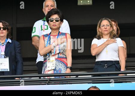 Decines Charpieu, Francia. 6 agosto 2024. Michele Kang, calcio, semifinale femminile tra Stati Uniti e Germania durante i Giochi Olimpici di Parigi 2024 il 6 agosto 2024 allo stadio Groupama di Decines-Charpieu vicino a Lione, Francia - foto Federico Pestellini/Panoramic/DPPI Media Credit: DPPI Media/Alamy Live News Foto Stock