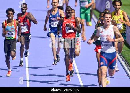 Parigi, Francia. 7 agosto 2024. PARIGI, FRANCIA - 7 AGOSTO: Ronald Kwemoi del Kenya gareggia nei 5000 m maschili durante il 12° giorno di atletica leggera - Giochi Olimpici Parigi 2024 allo Stade de France il 7 agosto 2024 a Parigi, Francia. (Foto di Andy Astfalck/Agenzia BSR) credito: Agenzia BSR/Alamy Live News Foto Stock