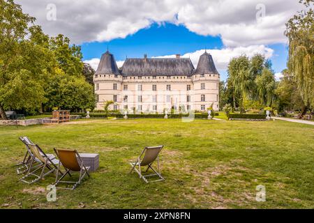 Vista panoramica del Castello dell'Islette nella Valle della Loira in Francia Foto Stock