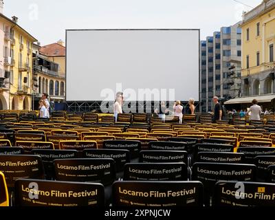 Locarno / Svizzera, 7 agosto 2024. Primo giorno di Locarno Film Festival 2024. Piazza grande è pronta. Crediti: Walter Gilgen Foto Stock