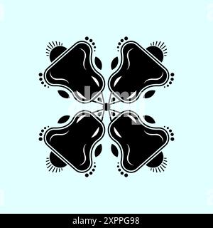 Mandola in bianco e nero e design del tatuaggio Foto Stock