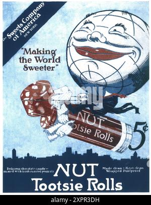 1919 Nut Tootsie Rolls Chocolate Candy ad - The Sweets Company of America New Tork Foto Stock