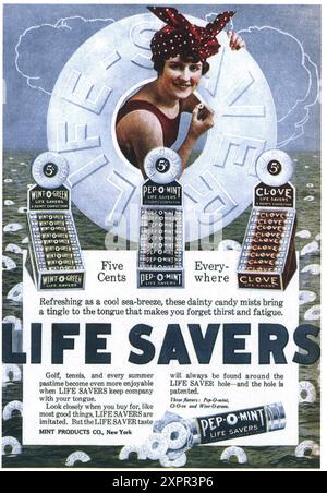 1916 annunci Life Savers Pep-o-Mint Foto Stock