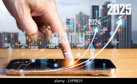 Pianificazione e strategie per il progresso o il successo dell'attività in borsa, successo nel 2025 Foto Stock