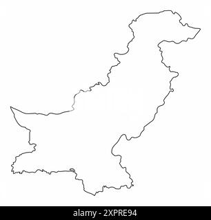 Mappa di contorno del Pakistan isolata su sfondo bianco Illustrazione Vettoriale