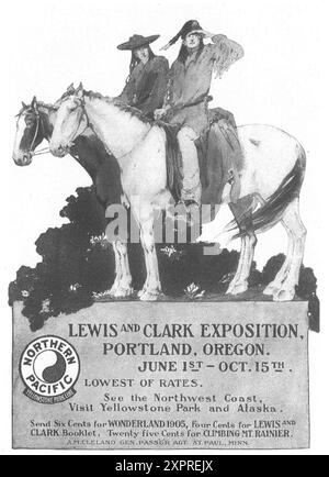 1900 Northern Pacific Railway ad - Lewis & Clark Exposition Portland Oregon Foto Stock