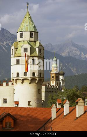 Münzerturm (Torre della zecca) di Burg Hasegg (Castello di Hasegg), Palazzo Massimiliano nella sala in Tirolo. Tirolo, Austria Foto Stock