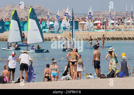 Marsiglia, Francia. 7 agosto 2024. Sylvain Rostaing/le Pictorium - Vela - Parigi 2024 - 07/08/2024 - Francia/Provence-Alpes-Cote d'Azur/Marsiglia - evento velico dei Giochi Olimpici di Parigi 2024, a Marsiglia il 7 agosto 2024. Crediti: LE PICTORIUM/Alamy Live News Foto Stock