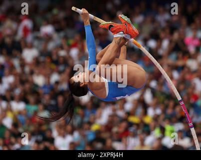 Parigi, Francia. 7 agosto 2024. Roberta Bruni, Italia, gareggia durante la finale di atletica leggera femminile ai Giochi Olimpici di Parigi 2024 a Parigi, Francia, 7 agosto 2024. Crediti: Li Ming/Xinhua/Alamy Live News Foto Stock