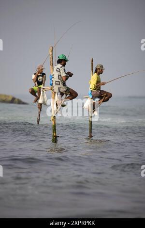 Stilt pescatori di Koggala, Sri Lanka Foto Stock
