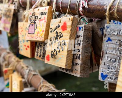 Il ponte decorato verso la Khlong Bang Luang Artist House (Bangkok/Thailandia) Foto Stock