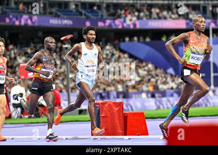 Parigi, Francia. 7 agosto 2024. PARIGI, FRANCIA - 7 AGOSTO: L'Avinash Sable dell'India gareggia nella finale maschile di Steeplechase 3000m durante il giorno 12 dell'atletica leggera - Giochi Olimpici di Parigi 2024 allo Stade de France il 7 agosto 2024 a Parigi, Francia. (Foto di Andy Astfalck/Agenzia BSR) credito: Agenzia BSR/Alamy Live News Foto Stock