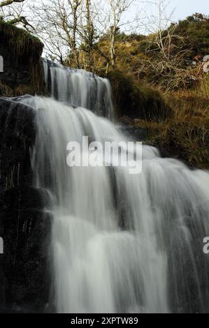 Nant yr Eira prima che passi sotto la A4059 da Penderyn. Foto Stock