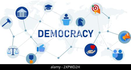 democrazia democrazia nazionale scegliere scelta dibattito scelta persone legge ordine politico politico icona disegno Illustrazione Vettoriale
