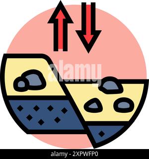 illustrazione vettoriale dell'icona a colori misteriosi irrisolta della tettonica delle piastre Illustrazione Vettoriale