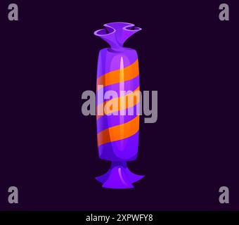 Font Letter i Halloween, cartoni animati malvagi, simpatico carattere spaventoso, lettera maiuscola dell'alfabeto spettrale a forma di caramelle colorate con porpora e. Illustrazione Vettoriale