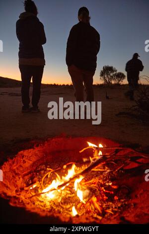 Campfire, QAA Line, Simpson Desert, Outback Queensland, Australia Foto Stock