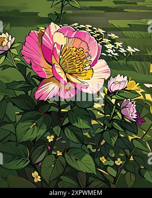 Set di acquerelli con fiori di rosa. Raccolta di rose rosa o rosse isolate su sfondo bianco. Illustrazione vettoriale Illustrazione Vettoriale