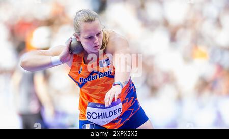 PARIGI - Jessica Schilder in azione durante le semifinali del tiro femminile realizzato durante le competizioni olimpiche di atletica leggera. ANP IRIS VAN DEN BROEK Foto Stock