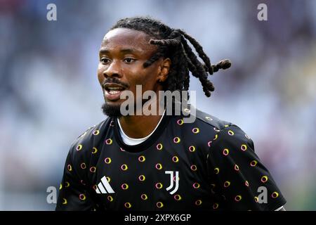 Kephren Thuram della Juventus reagisce durante l'amichevole pre-stagione tra Juventus e Juventus Next Gen all'Allianz Stadium il 6 agosto 2024 Foto Stock