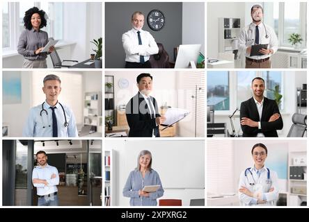 Collage di professioni diverse, foto di varie persone Foto Stock