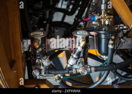 Metodej Vlach, Mlada Boleslav. 7 agosto 2024. La replica del Sopwith Triplane inglese chiamato Blymp (dall'anno 1916) in costruzione nel Museo dell'aviazione di Metodej Vlach, Mlada Boleslav, Repubblica Ceca, 7 agosto 2024. Crediti: Radek Petrasek/CTK Photo/Alamy Live News Foto Stock