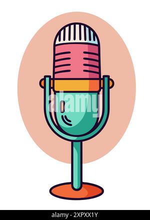 Microfono in stile cartone animato. Illustrazione vettoriale Illustrazione Vettoriale