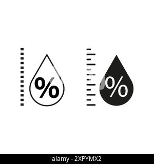 Icone percentuale di umidità. Due varianti. Sfondo bianco. Simboli di misurazione. Illustrazione Vettoriale