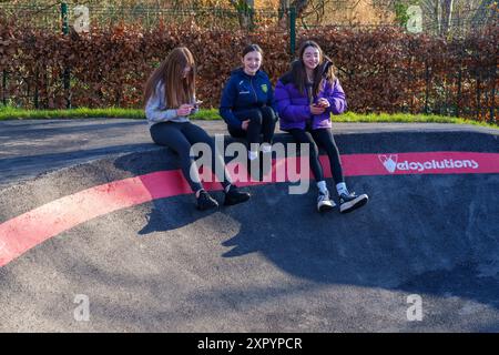 Bambini delle scuole primarie in una lezione di orientamento nel parco. Foto Stock