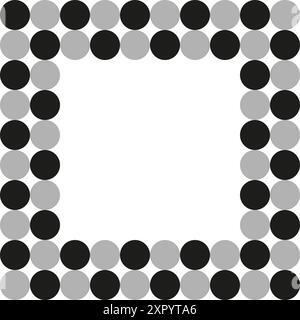 Riquadro a punti geometrico. Cerchi neri e grigi. Confine minimalista. Illustrazione vettoriale. Illustrazione Vettoriale