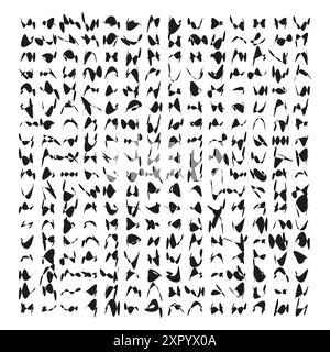 Icone delle forme astratte. Forme nere casuali. Vari modelli artistici. Elementi di progettazione vettoriali. Illustrazione Vettoriale