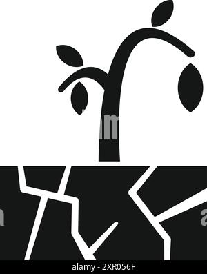 Semplice icona che mostra gli effetti dei cambiamenti climatici e la mancanza di pioggia Illustrazione Vettoriale
