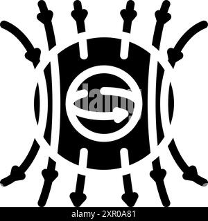 illustrazione vettoriale dell'icona del glifo misterioso all'origine dei campi magnetici Illustrazione Vettoriale