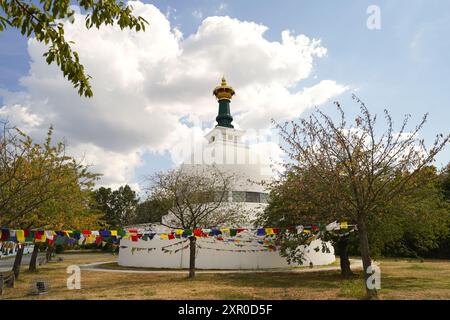 Pagoda della pace a Vienna sul Danubio, agosto 2024 Foto Stock