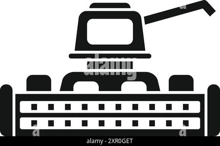 Icona della mietitrebbiatrice agricola intelligente per la raccolta del grano sul campo, stile semplice Illustrazione Vettoriale