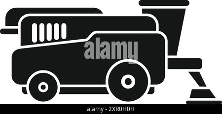 Icona della mietitrebbiatrice che raccoglie grano nel campo glifi Illustrazione Vettoriale