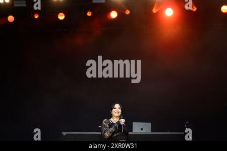 Copenaghen, Danimarca. 8 agosto 2024. British Kenya Grace sul palco di Over Havet durante il festival musicale South of the Sun a Valbyparken giovedì 8 agosto 2024. (Foto: Torben Christensen/Scanpix 2024) credito: Ritzau/Alamy Live News Foto Stock