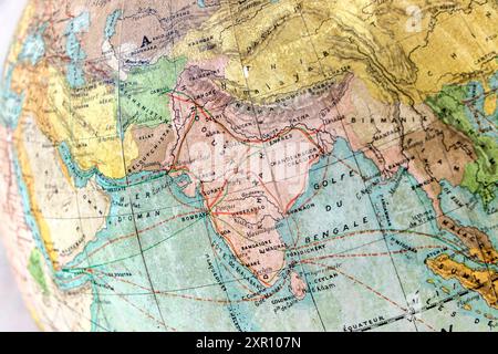 mappa mondiale francese d'epoca della terra Foto Stock