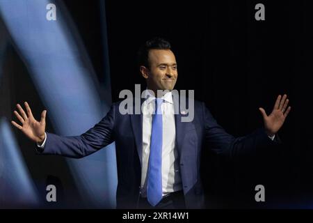 Milwaukee, Stati Uniti d'America, 16 luglio 2024, Vivek Ramaswamy alla Convention nazionale repubblicana di Milwaukee, Wisconsin. Credito: Maxim Elrams Foto Stock