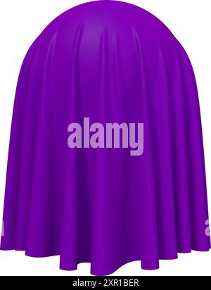 Sfera o sfera coperta con tessuto viola isolato su sfondo bianco Illustrazione Vettoriale