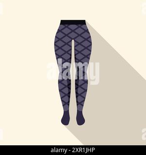 Tights neri con motivo rombo per mantenere calde le gambe durante la stagione invernale Illustrazione Vettoriale