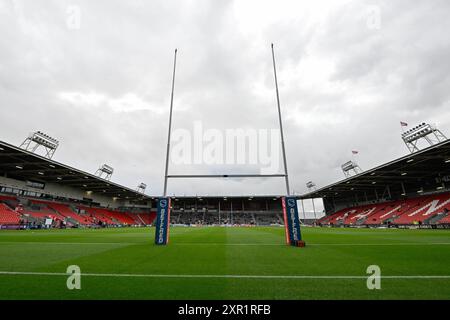 St Helens, Regno Unito. 8 agosto 2024. Vista generale dello Stadio Totally Wicked davanti al Betfred Super League Round 21 Match St Helens vs Salford Red Devils al Totally Wicked Stadium, St Helens, Regno Unito, 8 agosto 2024 (foto di Cody Froggatt/News Images) a St Helens, Regno Unito, 8/8/2024. (Foto di Cody Froggatt/News Images/Sipa USA) credito: SIPA USA/Alamy Live News Foto Stock