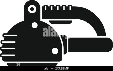 Icona di glifo nera per una pialla elettrica portatile, un utensile elettrico utilizzato nella lavorazione del legno e nella falegnameria Illustrazione Vettoriale