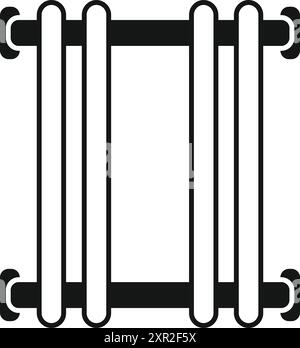Semplice icona di un radiatore a batteria riscaldante che fornisce calore per un appartamento durante un inverno freddo Illustrazione Vettoriale