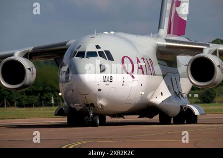 Qatar Transport Squadron C17A Globemaster III, all'arrivo al Royal International Air Tattoo 2024 Foto Stock